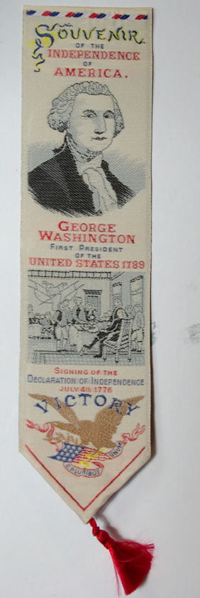 Stevengraph of Bookmark - Souvenir of the Independence of America by Cash's.