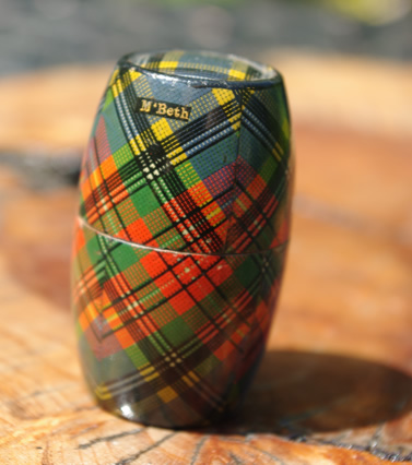 Tartanware Barrel Shaped Thimble Holder (McBeth)