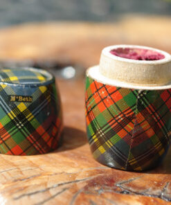 Alternative view of Tartanware Barrel Shaped Thimble Holder (McBeth)