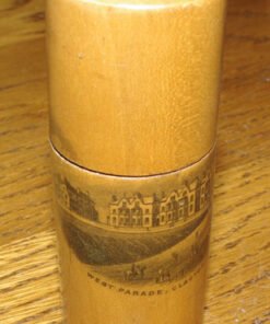 Alternative view of Mauchline ware Tube Container "West Parade Clacton upon Sea"