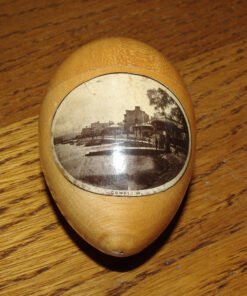 Alternative view of Mauchline ware Egg Shaped Etui "Cowes, Isle of Wight" and Egg Cup "Weston-super-Mare".