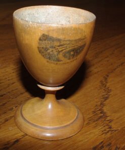 Mauchline ware Egg Shaped Etui "Cowes, Isle of Wight" and Egg Cup "Weston-super-Mare". - Image 7