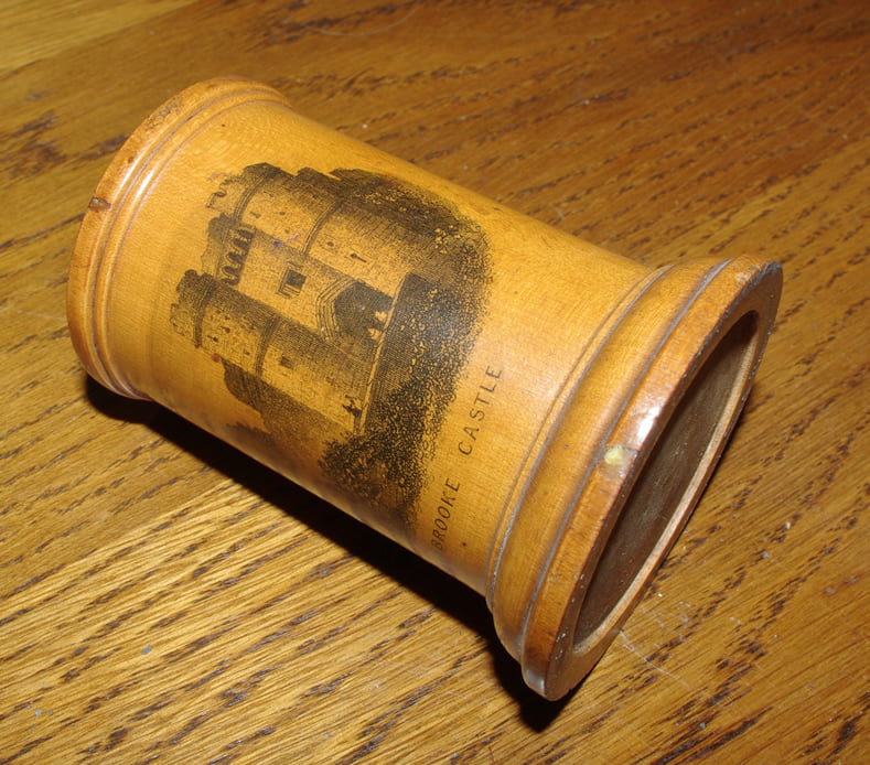 Mauchline ware Spill Vase "Osborne House & Carisbroke".