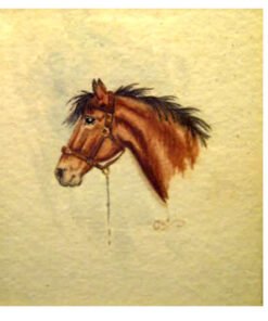 Alternative view of Watercolour of Horses Head