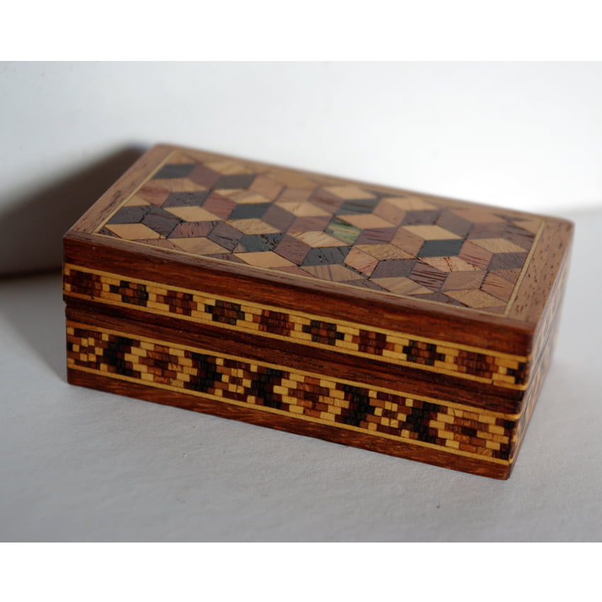 Tunbridgeware Trinket Box with Perspective Cube - Image 5
