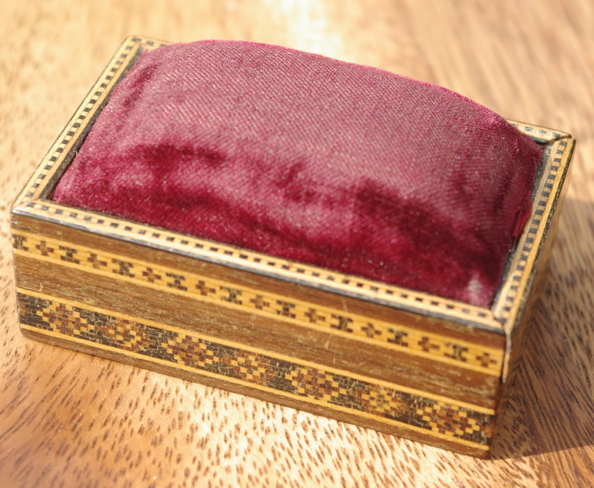 Tunbridgeware Box with Sliding Pin Cushion Top - Image 2