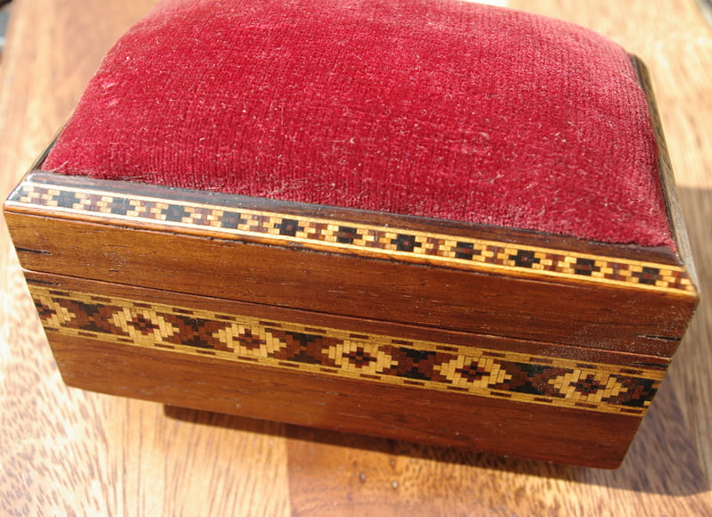 Tunbridgeware Box with Pin Cushion Top