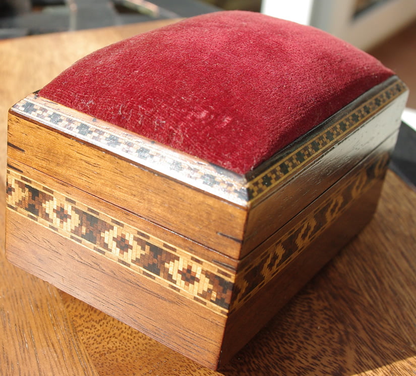 Tunbridgeware Box with Pin Cushion Top - Image 2