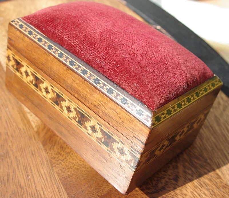 Tunbridgeware Box with Pin Cushion Top - Image 3