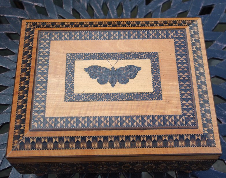 Tunbridgeware Butterfly Motif Work Box - Image 3