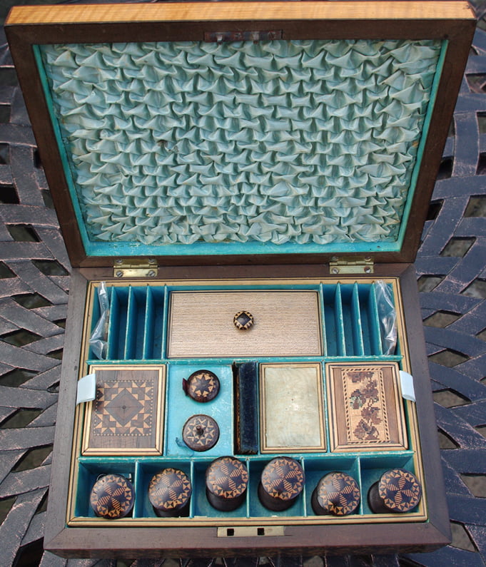Tunbridgeware Butterfly Motif Work Box - Image 5