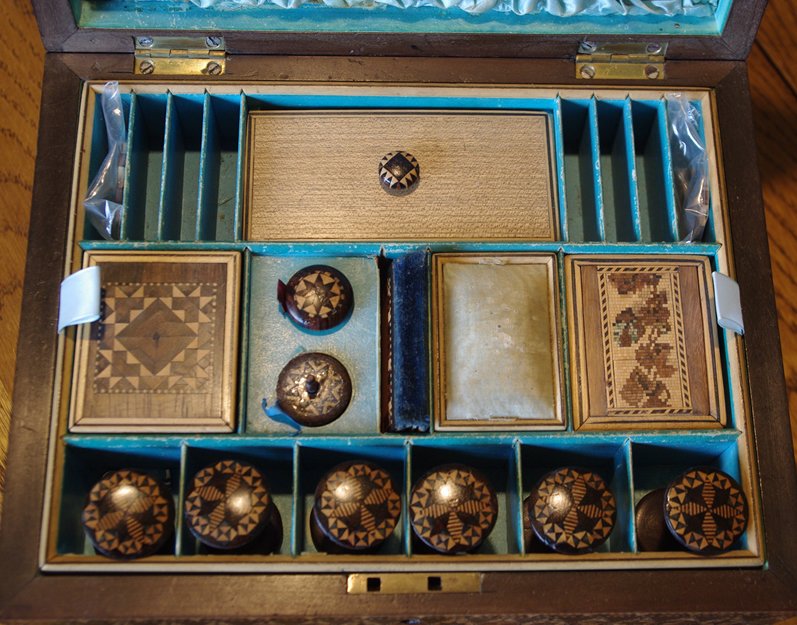 Tunbridgeware Butterfly Motif Work Box - Image 6