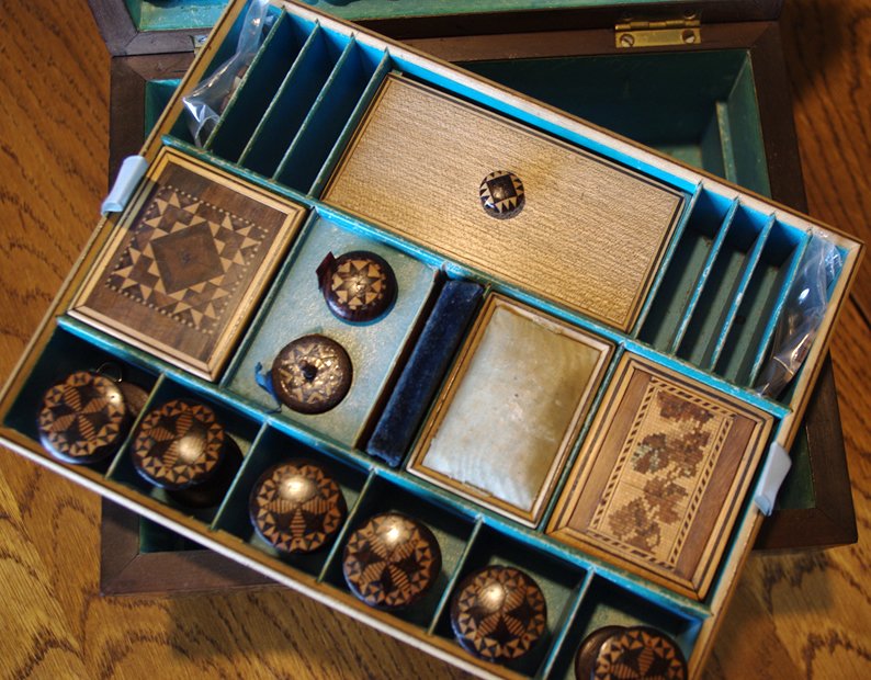 Tunbridgeware Butterfly Motif Work Box - Image 7