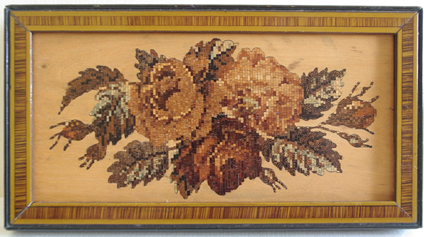 Tunbridge Ware Framed Floral Panel