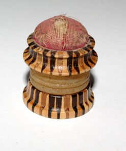 Tunbridgeware Pin Cushion and Waxer (Yellow applied base) - Image 3