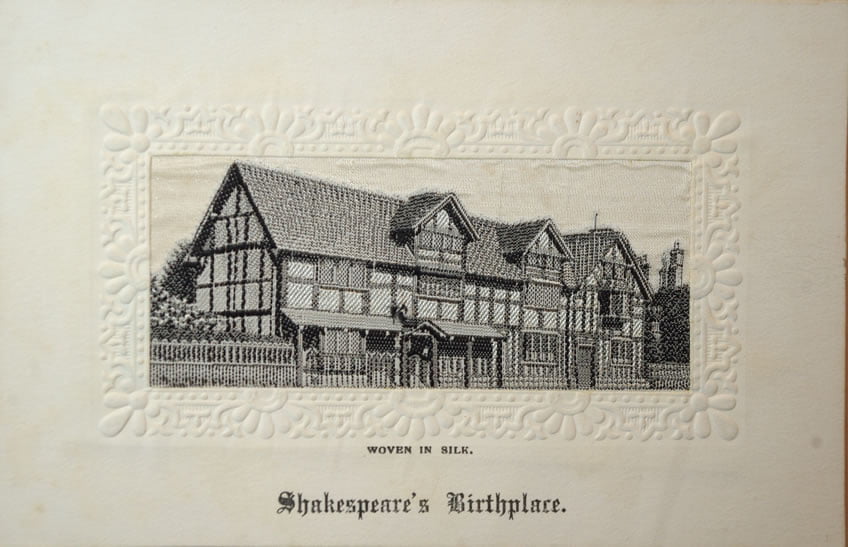 Stevens Silk Postcard Shakespeare's Birthplace (Smaller Script)