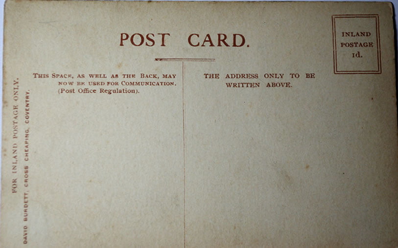 Stevengraph "Peeping Tom" Unused Postcard sc368 Gothic Script Title (unrecorded) - Image 2